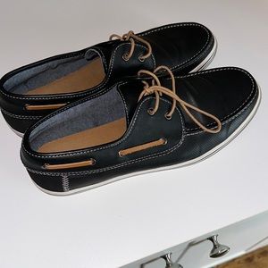 Aldo black men’s leather boat shoes size 11